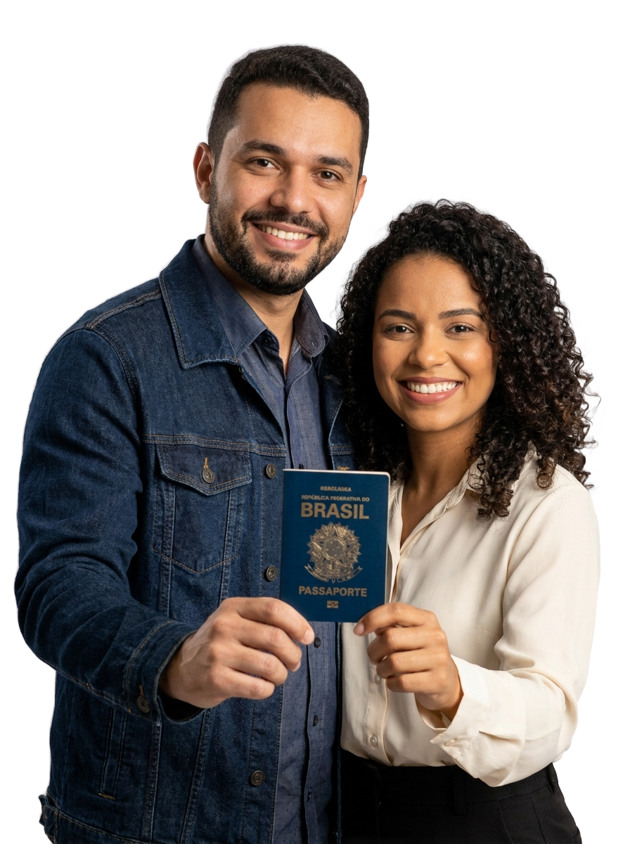 Viajantes com passaporte em mãos